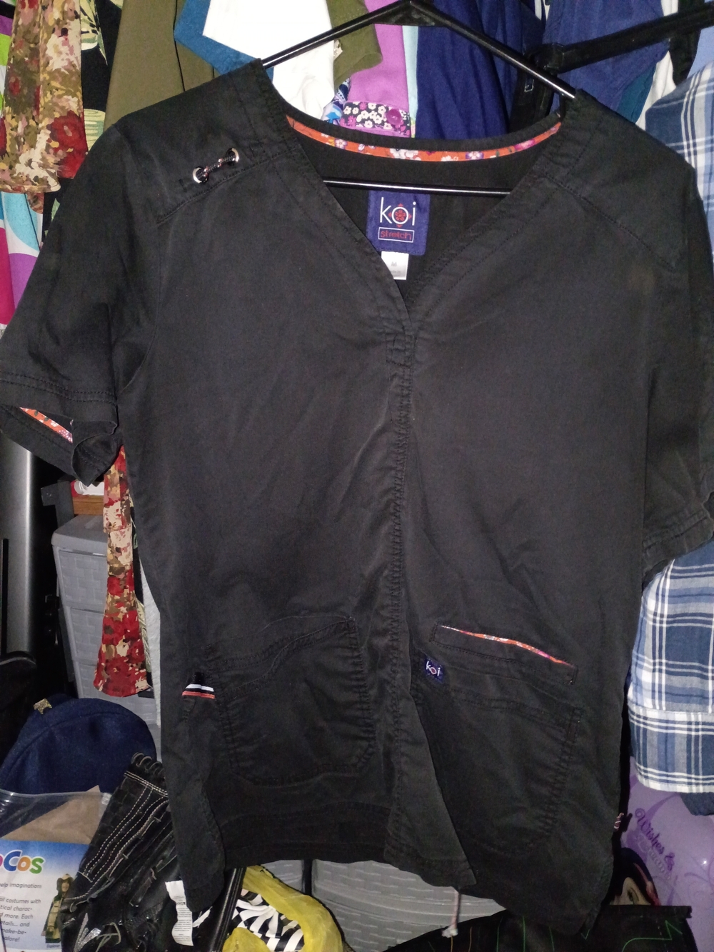 Koi Black Medical Scrub Top with Subtle Trim